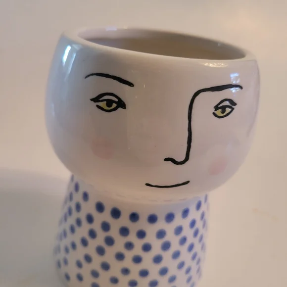 Opalhouse Blue Polka Dot Face Ceramic Vase - Picture 2 of 8